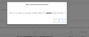 Confirmation message of clear cache directory