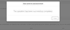 Confirmation message of clear cache directory success